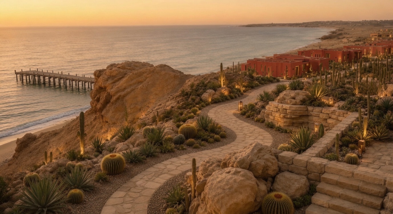 Natural cliff walking trails near Coral Coves Apartments with panoramic Red Sea views