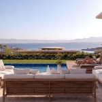 Villa Nautilus 222 in Somabay: poolside lounge overlooking the red sea — approved CO-LAB design visualisation