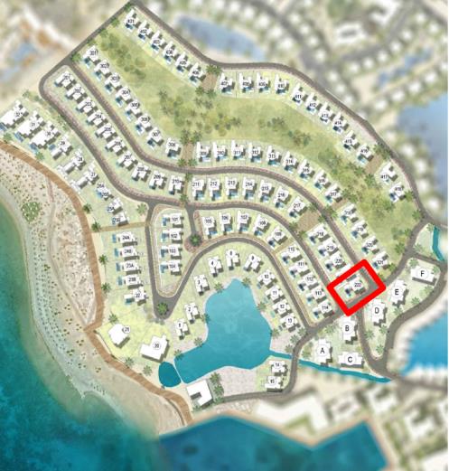 Villa Nautilus 222 in Somabay: masterplan indicating the villa position