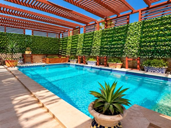 Swimming pool at Wadi Jebel terraced chalet for sale in Somabay