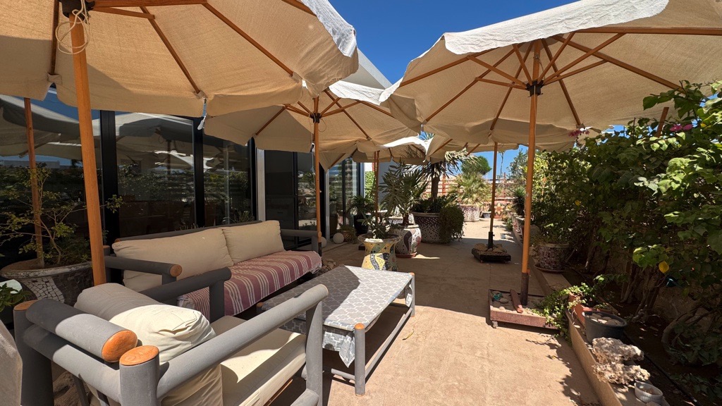 Outdoor seating area at Wadi Jebal chalet