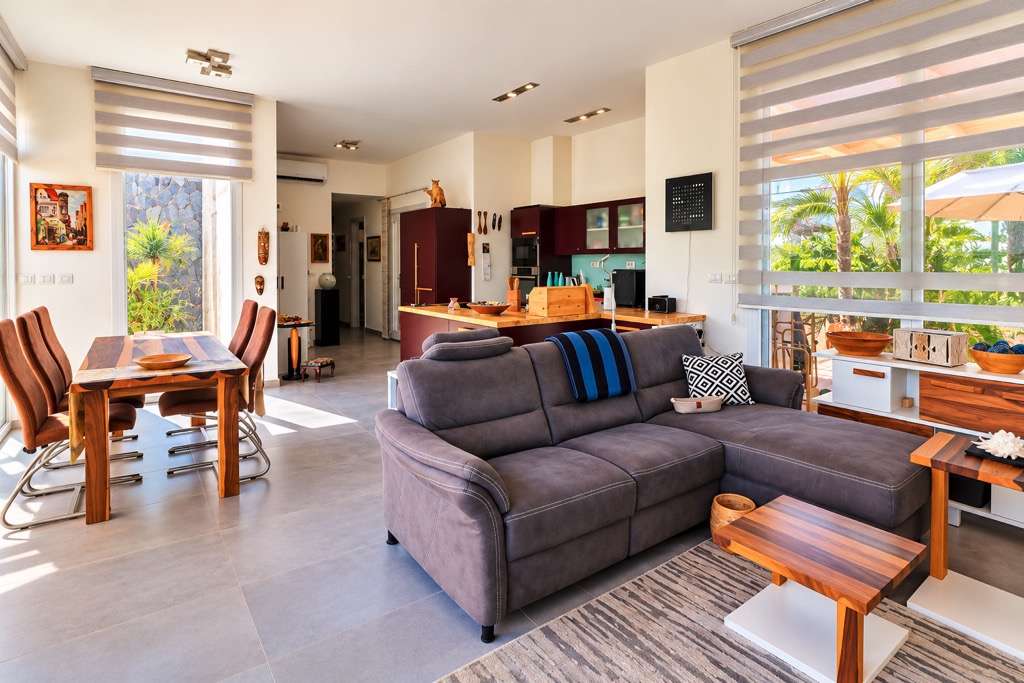 Living and dining room at Wadi Jebal chalet