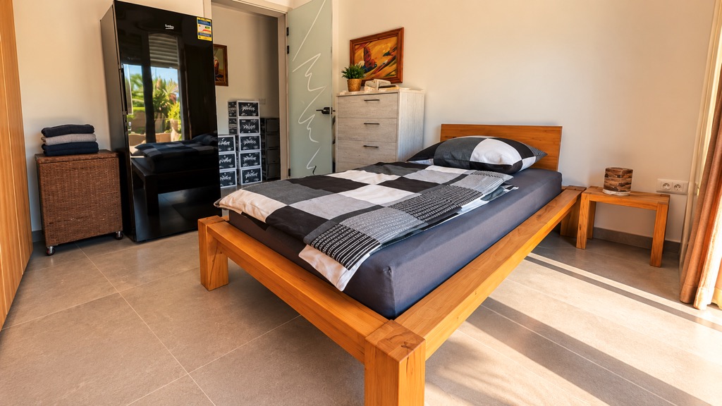 Bedroom before furniture removal at Wadi Jebal chalet