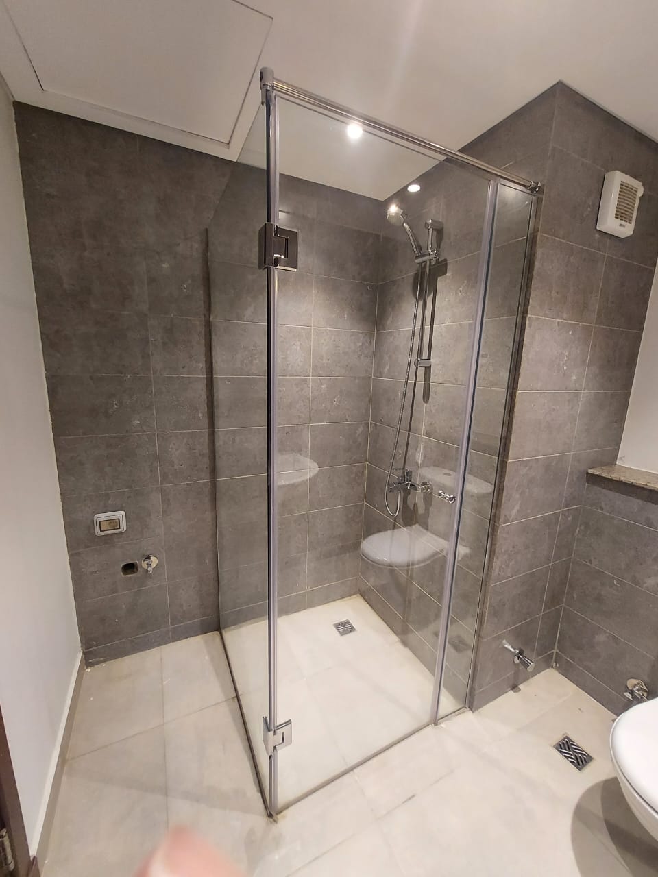 Walk-in shower in Soma Breeze chalet bathroom