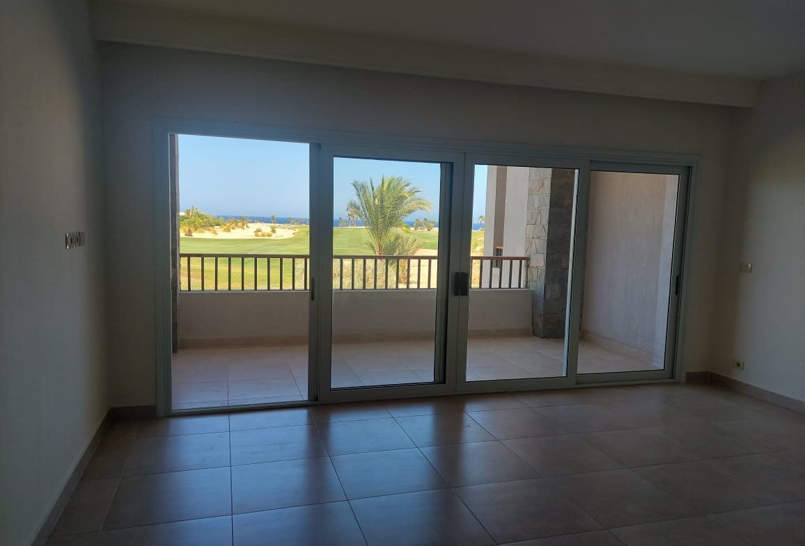 Living room opening onto the sea-view terrace